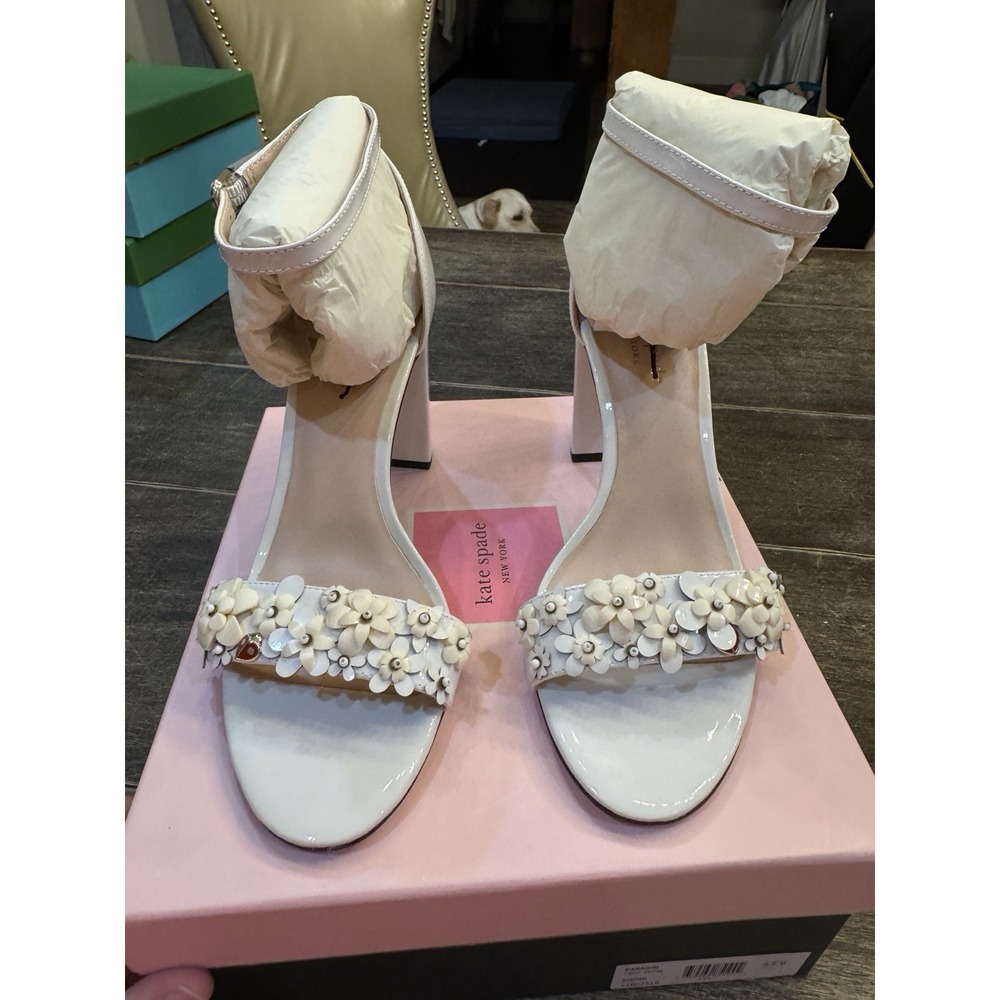 Kate Spade Paradisi Heeled Pump Dress Sandals Size 11 NIB in Optic White! - Picture 4 of 10
